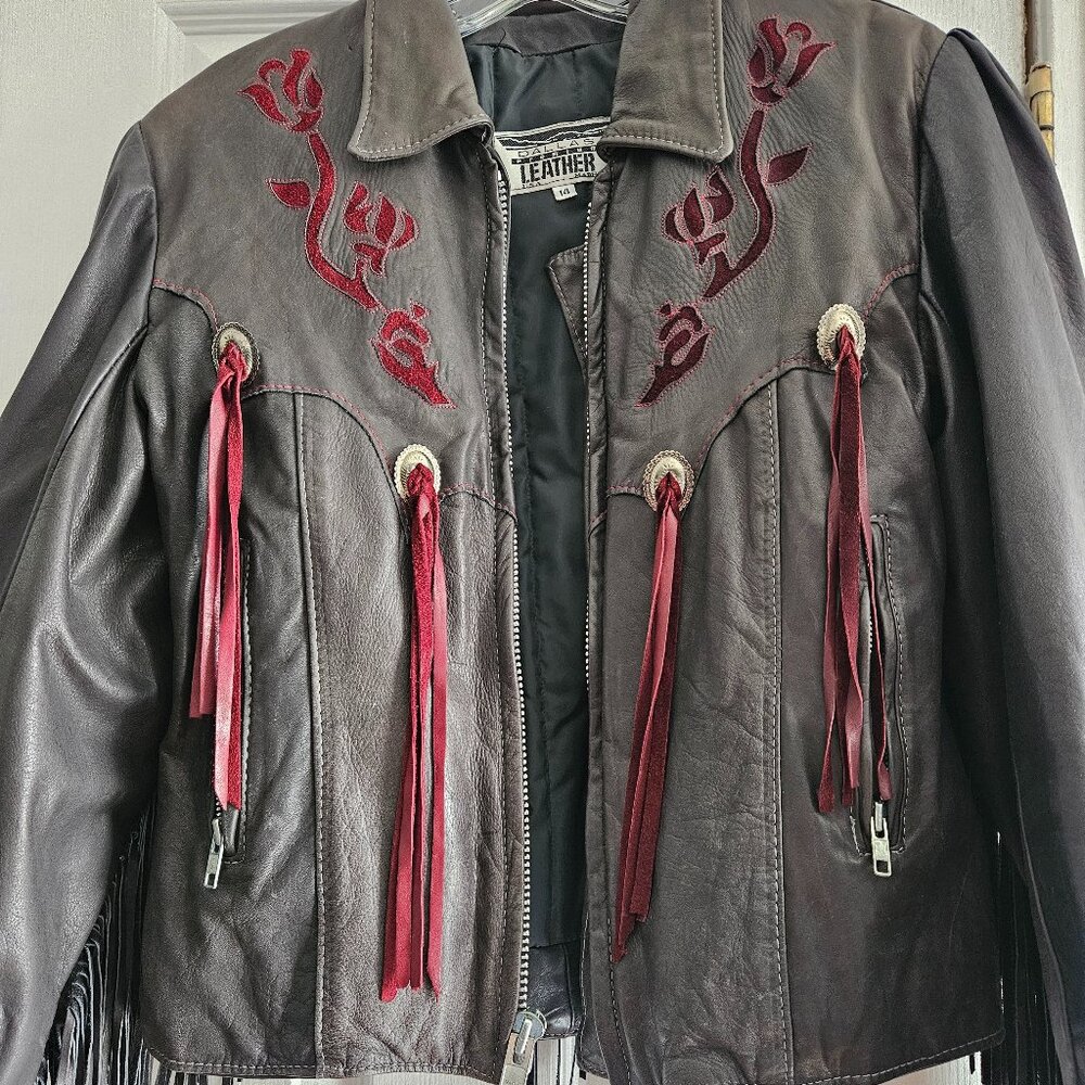Leather Biker Jacket Black size 14